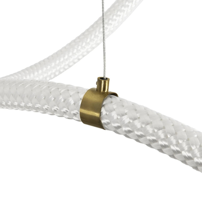 kelvo® GLOW 61668 Μοντέρνο Κρεμαστό Φωτιστικό Οροφής LED 65W 6500lm 360° AC 220-240V IP20 Ρυθμιζόμενο Λευκό CCT με Χειριστήριο από 2700K έως 6000K Dimmable - Lumileds SMD Chip - Χρυσό Πλατίνα & Λευκό Νήμα - Μ150 x Π150 x Υ80cm - 3 Χρόνια Εγγύηση