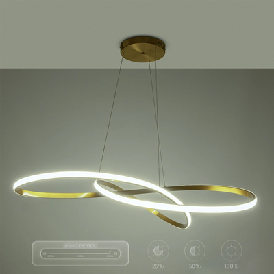 GLOBOSTAR® DEXTER 60920 Μοντέρνο Κρεμαστό Φωτιστικό Οροφής LED 120W 13440lm 300° AC 220-240V IP20 Ρυθμιζόμενο Λευκό CCT με Χειριστήριο από 2700K έως 6000K Dimmable - Lumileds SMD Chip - Χρυσό Βούρτσας - Μ103 x Π103 x Υ30cm - 3 Χρόνια Εγγύηση