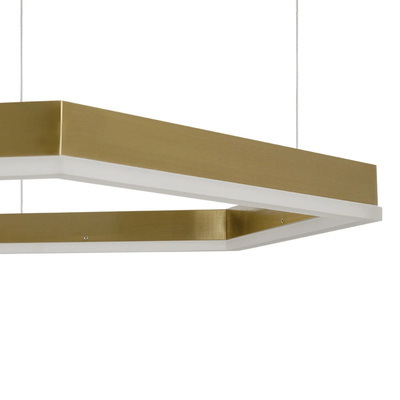 kelvo® LEXAGON 61398 Μοντέρνο Κρεμαστό Φωτιστικό Οροφής LED 120W 12000lm 200° AC 220-240V IP20 Ρυθμιζόμενο Λευκό CCT με Χειριστήριο από 2700K έως 6000K Dimmable - Lumileds SMD Chip - Χρυσό Βούρτσας - Μ110 x Π90 x Υ110cm - 3 Χρόνια Εγγύηση