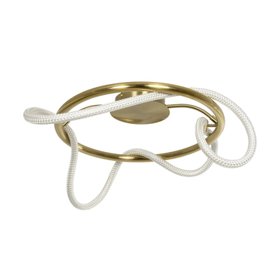 kelvo® GLOW 61673 Μοντέρνο Φωτιστικό Οροφής LED 34W 3400lm 360° AC 220-240V IP20 Ρυθμιζόμενο Λευκό CCT με Χειριστήριο από 2700K έως 6000K Dimmable - Lumileds SMD Chip - Χρυσό Πλατίνα & Λευκό Νήμα - Μ60 x Π60 x Υ30cm - 3 Χρόνια Εγγύηση