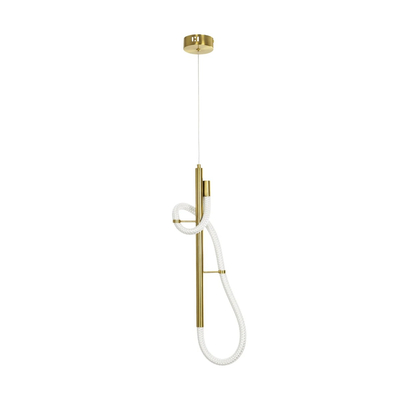 kelvo® GLOW 61680 Μοντέρνο Κρεμαστό Φωτιστικό Οροφής LED 24W 2400lm 360° AC 220-240V IP20 Ρυθμιζόμενο Λευκό CCT με On/Off 2700K/4500K/6000K - Lumileds SMD Chip - Χρυσό Πλατίνα & Λευκό Νήμα - Μ30 x Π30 x Υ66cm - 3 Χρόνια Εγγύηση