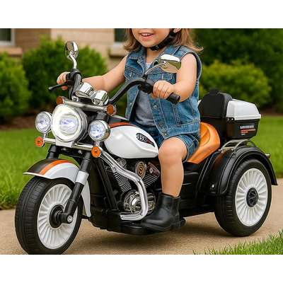 Παιδικό ηλεκτροκίνητο τρίκυκλο scooter με φάρο - BJQ-6388 - 701114 - White/Orange