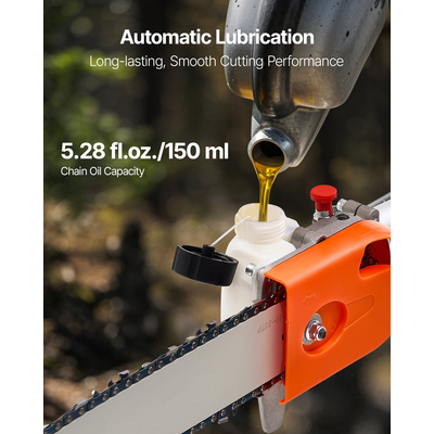 VEVOR Πριόνι Αερίου με Κοντάρι, Περιστρεφόμενη Κεφαλή 43CC 2-Stroke, 10 ίντσες, Μπάρα Κοπής