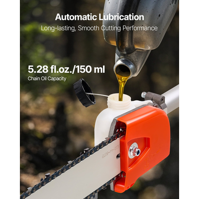 VEVOR Αερόβιο πριόνι με κοντάρι 25CC, 2-χρονο, ασύρματο κλαδευτήρι δέντρων, ράβδος κοπής 12 ιντσών