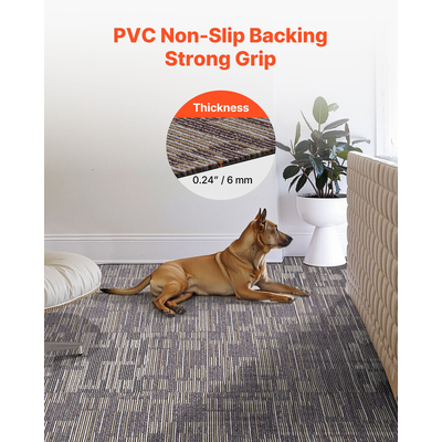 Πλακάκια χαλιού VEVOR Επαναχρησιμοποιούμενα 610x610 mm, 24 τεμάχια αρθρωτό τετράγωνο χαλί, Εμπορικό δάπεδο με μαλακή επένδυση για κάλυψη χωρίς ραφές 8,9㎡, Εύκολη αντικατάσταση DIY για σαλόνι, υπνοδωμάτιο εσωτερικού χώρου, γκρι & καφέ