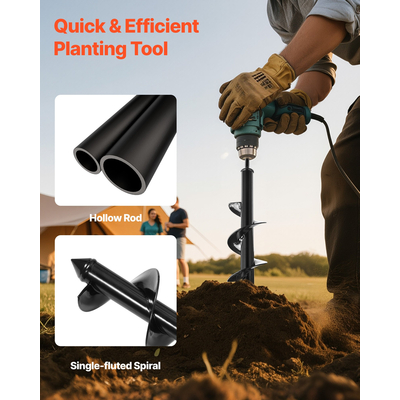 Τρυπάνι VEVOR με τρυπάνι 3,15 x 11,4 ίντσες, εργαλείο φύτευσης με σπειροειδή στύλο