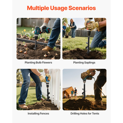 Τρυπάνι VEVOR με τρυπάνι 3,15 x 11,4 ίντσες, εργαλείο φύτευσης με σπειροειδή στύλο