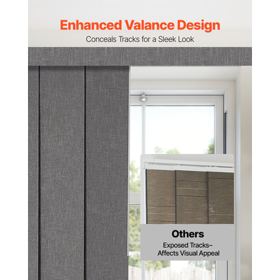 Στόρια VEVOR με Επεκτεινόμενη Ράγα 116 cm έως 218 cm W, Κόψιμο Σκούρο Γκρι