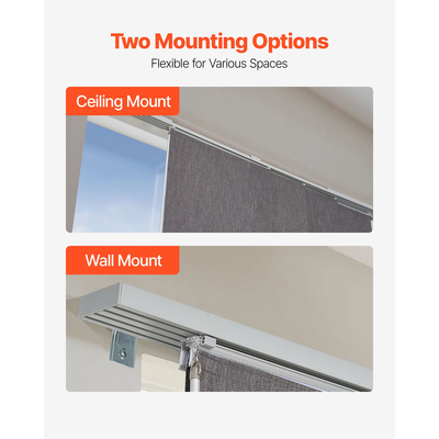 Στόρια VEVOR με Επεκτεινόμενη Ράγα 116 cm έως 218 cm W, Κόψιμο Σκούρο Γκρι