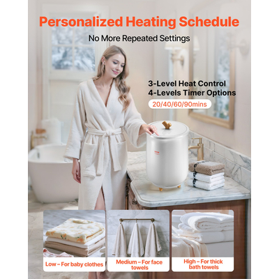 Κουβάς πετσετών VEVOR 20L με χρονοδιακόπτη φωτισμού LED και ρύθμιση θερμοκρασίας γκρι