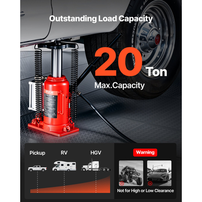 Υδραυλικός γρύλος VEVOR Air με φιάλη, γρύλος υψηλής ανύψωσης 20 τόνων (44092 λίβρες) για επισκευή αυτοκινήτου, κόκκινος