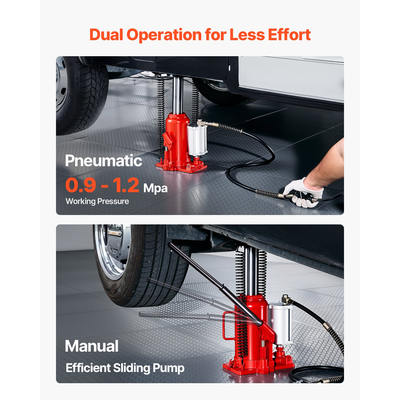 Υδραυλικός γρύλος VEVOR Air με φιάλη, γρύλος υψηλής ανύψωσης 20 τόνων (44092 λίβρες) για επισκευή αυτοκινήτου, κόκκινος