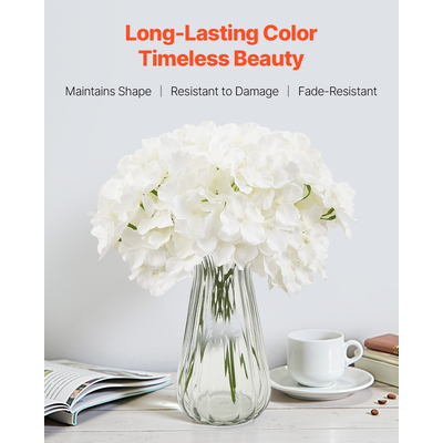 VEVOR 65 τεμάχια τεχνητά λουλούδια ορτανσίας από μετάξι 9,8 ίντσες, ανθοδέσμη, λευκή