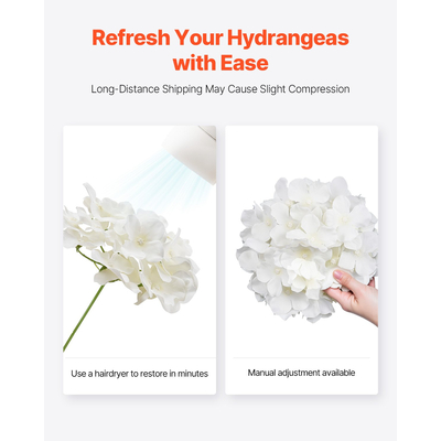 VEVOR 65 τεμάχια τεχνητά λουλούδια ορτανσίας από μετάξι 9,8 ίντσες, ανθοδέσμη, λευκή