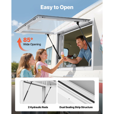 VEVOR 92x61 cm Στάθμη Παραλαβής με Παράθυρο, Φορτηγό Σέρβις Τροφίμων, Τέντα