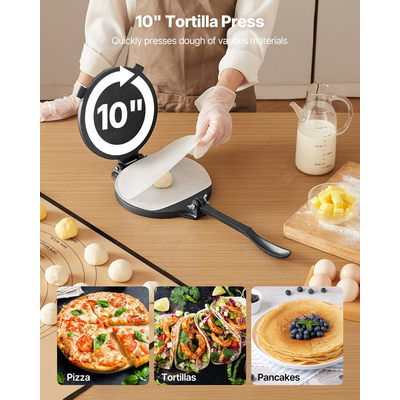 Πρέσα τορτίγιας VEVOR 10 ιντσών, μηχανή για τσαπάτι, μηχανή ζύμης Roti, βαρέως τύπου από χυτοσίδηρο