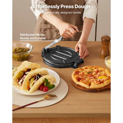 Πρέσα τορτίγιας VEVOR 10 ιντσών, μηχανή για τσαπάτι, μηχανή ζύμης Roti, βαρέως τύπου από χυτοσίδηρο