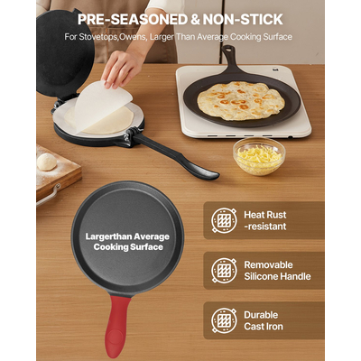 Πρέσα τορτίγιας VEVOR 10 ιντσών, μηχανή για τσαπάτι, μηχανή ζύμης Roti, βαρέως τύπου από χυτοσίδηρο