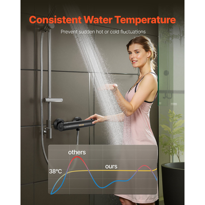 Θερμοστατική βαλβίδα ντους VEVOR με ηλεκτροφορητική επίστρωση για μπάνιο