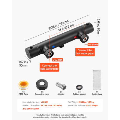 Θερμοστατική βαλβίδα ντους VEVOR με ηλεκτροφορητική επίστρωση για μπάνιο
