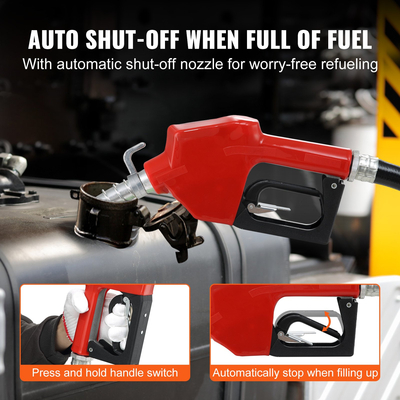 Αντλία μεταφοράς καυσίμου VEVOR, 12V DC 16 GPM 1/4 HP, Αντλία εξαγωγής βενζίνης με αυτόματο ακροφύσιο, σωλήνα εκκένωσης και σωλήνα αναρρόφησης για βενζίνη, ντίζελ, κηροζίνη, μείγματα αιθανόλης και μεθανόλης και βιοντίζελ