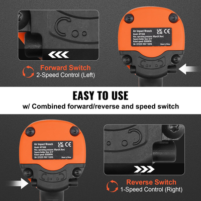 Κρουστικό κλειδί αέρα VEVOR, πιστόλι κρούσης αέρα με κίνηση 3/4 ίντσας, ροπή σπάσιμο παξιμαδιών έως 1870 ft-lbs, πνευματικό κρουστικό κλειδί από σύνθετο υλικό για επισκευές και συντήρηση αυτοκινήτων βαρέως τύπου