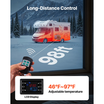 Θερμαντήρας Diesel VEVOR, 8KW, DC 12V/24V, Φορητός Αεροθερμαντήρας Diesel Όλα σε Ένα με Τηλεχειριστήριο και Οθόνη LCD, Γρήγορη Θέρμανση Χαμηλού Θορύβου, Ρεζερβουάρ Καυσίμου 5 L για Οχήματα, RV, Φορτηγάκια, Τρακτέρ και Φορτηγά