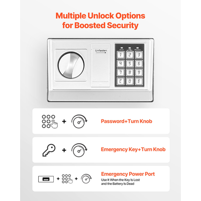 Χρηματοκιβώτιο VEVOR 0,6 κυβικών ποδιών με υποδοχή για πτώση, κωδικό πρόσβασης και περιστρεφόμενο κουμπί, συμπαγές κουτί αποθήκης μετρητών βαρέως τύπου με υποδοχή μπροστινής κλειδαριάς για μετρητά, τραπεζικές αποδείξεις, κοσμήματα, έγγραφα, χαρτονομίσματα, μαύρο