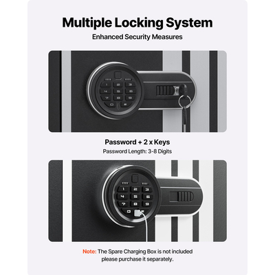 Χρηματοκιβώτιο όπλων VEVOR 4, Μακρύ ντουλάπι όπλων για τουφέκια και πιστόλια, Πυράντοχο χρηματοκιβώτιο τυφεκίων γρήγορης πρόσβασης με 3 υποδοχές πυρομαχικών και 2 ρυθμιζόμενες βάσεις, Μεγάλο ψηφιακό ντουλάπι με κλείδωμα με κλειδί και κωδικό πρόσβασης