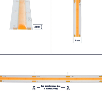 GLOBOSTAR® BEE 70353 Ταινία LED 10W/m 800lm/m 120° DC 24V IP20 528 x COB Chip/m Ultra Θερμό Λευκό 2200K Dimmable - Μ500 x Π1 x Υ0.2cm - Ρολό 5 Μέτρων - 5 Χρόνια Εγγύηση