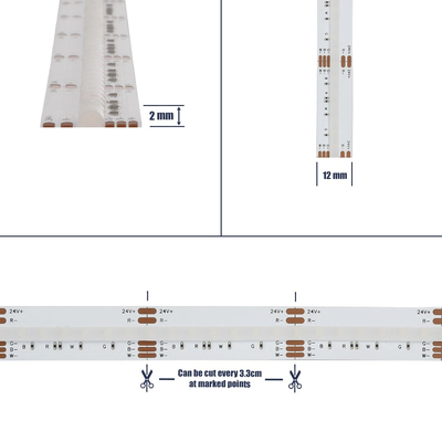 GLOBOSTAR® BEE 70354 Ταινία LED 19.2W/m 2112lm/m 120° DC 24V IP20 784 x COB Chip/m Πολύχρωμο RGB+WW Dimmable - Μ500 x Π1.2 x Υ0.2cm - Ρολό 5 Μέτρων - 5 Χρόνια Εγγύηση