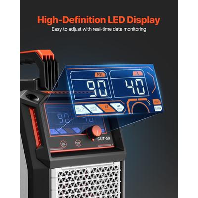 Κόφτης Πλάσματος VEVOR, Μηχανή κοπής πλάσματος με πιλοτικό τόξο 50A χωρίς αφή, μετατροπέας IGBT ψηφιακής οθόνης 220V με λειτουργία 2T/4T και ρυθμιζόμενο χρόνο PA/PT για επισκευές στο σπίτι, εργαστήρια