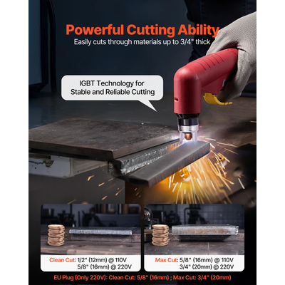 Κόφτης Πλάσματος VEVOR, Μηχανή κοπής πλάσματος 65A χωρίς αφή, με πιλοτικό τόξο, χωρίς υψηλή συχνότητα - με λειτουργία 2T/4T και ρυθμιζόμενο χρόνο PT, μετατροπέας IGBT με ψηφιακή οθόνη για επισκευές στο σπίτι, εργαστήρια