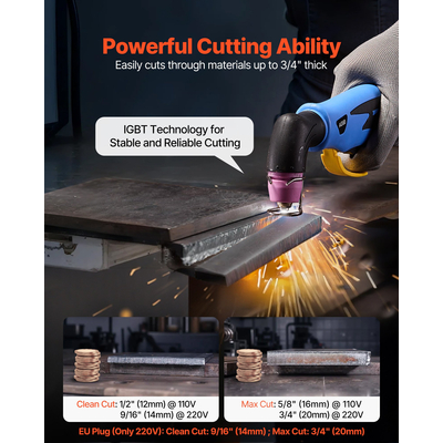 Κόφτης Πλάσματος VEVOR, Μηχανή κοπής πλάσματος με πιλοτικό τόξο 65A χωρίς αφή, μετατροπέας IGBT ψηφιακής οθόνης 220V με λειτουργία 2T/4T και ρυθμιζόμενο χρόνο PA/PT για επισκευές στο σπίτι, εργαστήρια