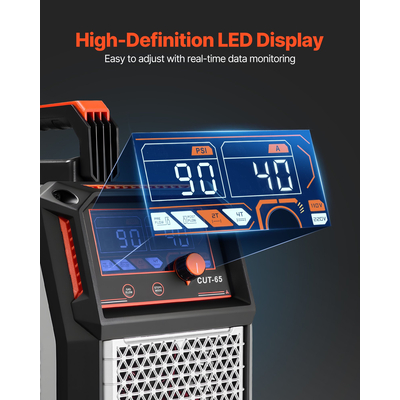 Κόφτης Πλάσματος VEVOR, Μηχανή κοπής πλάσματος με πιλοτικό τόξο 65A χωρίς αφή, μετατροπέας IGBT ψηφιακής οθόνης 220V με λειτουργία 2T/4T και ρυθμιζόμενο χρόνο PA/PT για επισκευές στο σπίτι, εργαστήρια