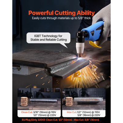 Κόφτης Πλάσματος VEVOR, Μηχανή κοπής πλάσματος 50A, Μηχανή κοπής IGBT Inverter ψηφιακής οθόνης 220V με λειτουργία 2T/4T & ρυθμιζόμενο χρόνο PA/PT για επισκευές στο σπίτι, εργαστήρια