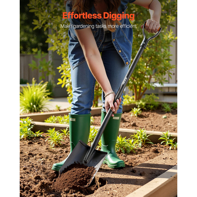 Τετράγωνο φτυάρι VEVOR, Επίπεδο φτυάρι βαρέως τύπου 122 cm, Φτυάρια μεταφοράς με λεπίδα από κράμα χάλυβα και αντιολισθητική λαβή D, αποσπώμενα και εύκολα στην αποθήκευση, για κηπουρική, κατασκευές, σκάψιμο και φτυάρι χιονιού