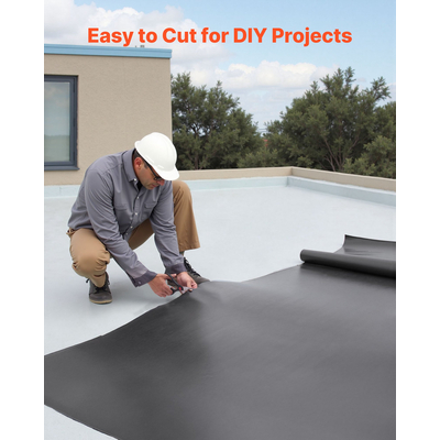 Ρολοειδής στέγη VEVOR, 15 x 30 ft, στέγη από καουτσούκ EPDM 45 mil, μεγάλη διάρκεια ζωής και αντοχή στις καιρικές συνθήκες, αντοχή σε σκληρές θερμοκρασίες, ευέλικτη και εύκολη εγκατάσταση, υπόστρωμα στέγης για τροχόσπιτα, στέγες, λίμνες