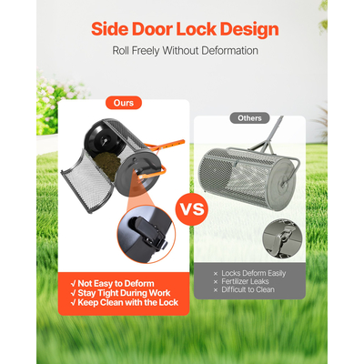 Διανομέας κομποστοποίησης VEVOR, Διανομέας τύρφης 24 ιντσών πλάτους με λαβή σε σχήμα Τ, Ρυθμιζόμενο σε 3 ύψη, Κύλινδρος τύρφης κήπου με ηλεκτροστατική βαφή από χάλυβα, Βαρέως τύπου διανομείς σπόρων χόρτου για φύτευση και σπορά