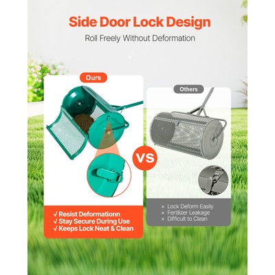 Διανομέας κομποστοποίησης VEVOR, Διανομέας τύρφης πλάτους 24 ιντσών με λαβή ώθησης/ρυμούλκησης, ρυθμιζόμενο σε 4 ύψη, κύλινδρος τύρφης κήπου με ηλεκτροστατική βαφή από χάλυβα, Βαρέως τύπου διανομείς σπόρων χόρτου για φύτευση και σπορά