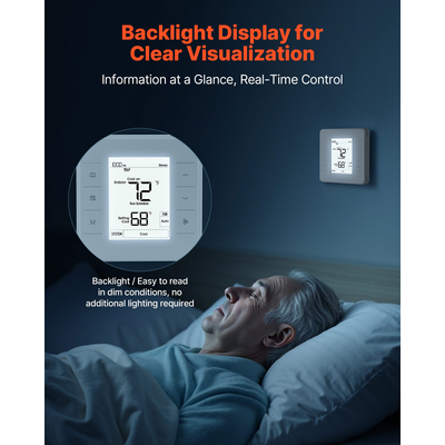 Προγραμματιζόμενος θερμοστάτης 7 ημερών VEVOR, Οικιακοί θερμοστάτες για αντλία θερμότητας, κλιματιστικό, ενδοδαπέδια θέρμανση, οθόνη LED με οπίσθιο φωτισμό & 1 ψύξη+1 θέρμανση, ενεργειακά αποδοτικός, ευρύ φάσμα θερμοκρασίας, λευκό