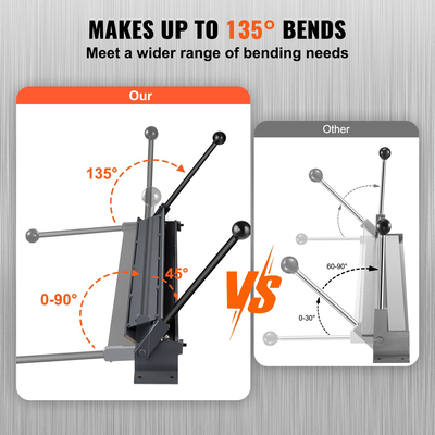 Φρένο VEVOR Box and Pan, 1220 mm ± 15 mm, Φρένο κάμψης λαμαρίνας 0-130 μοίρες, Φορητός μίνι κουρμπαδόρος μετάλλου με λαβή ισχύος από χάλυβα χαμηλού άνθρακα 20 Gauge και αλουμίνιο 14 Gauge, για κάμψη μετάλλου