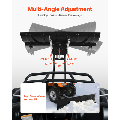 Κιτ εκχιονιστικού VEVOR, Προσάρτημα εκχιονιστικού γενικής χρήσης 1524 mm, Ρυθμιζόμενο ύψος και αριστερά-δεξιά, Γρήγορη αποσύνδεση, Ατσάλινη λεπίδα ξυσίματος ATV, 3 επιλογές στήριξης, Αποτελεσματικός καθαρισμός χιονιού, για τα περισσότερα ATV και UTV