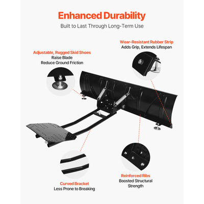 Κιτ εκχιονιστικού VEVOR, Προσάρτημα εκχιονιστικού γενικής χρήσης 1524 mm, Ρυθμιζόμενο ύψος και αριστερά-δεξιά, Γρήγορη αποσύνδεση, Ατσάλινη λεπίδα ξυσίματος ATV, 3 επιλογές στήριξης, Αποτελεσματικός καθαρισμός χιονιού, για τα περισσότερα ATV και UTV