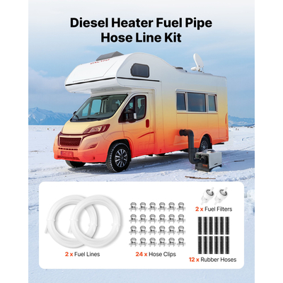 Κιτ σωλήνων καυσίμου VEVOR, Κιτ σωλήνων καυσίμου θερμαντήρα ντίζελ 5000 mm, Αντικαταστάσιμα κιτ γραμμών καυσίμου θερμαντήρα στάθμευσης με φίλτρα γραμμών, κλιπ και σωλήνες, Αξεσουάρ θερμαντήρα ντίζελ δεξαμενής για θερμαντήρες 2KW 5KW 8KW