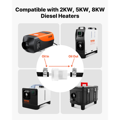 Κιτ σωλήνων καυσίμου VEVOR, Κιτ σωλήνων καυσίμου θερμαντήρα ντίζελ 5000 mm, Αντικαταστάσιμα κιτ γραμμών καυσίμου θερμαντήρα στάθμευσης με φίλτρα γραμμών, κλιπ και σωλήνες, Αξεσουάρ θερμαντήρα ντίζελ δεξαμενής για θερμαντήρες 2KW 5KW 8KW