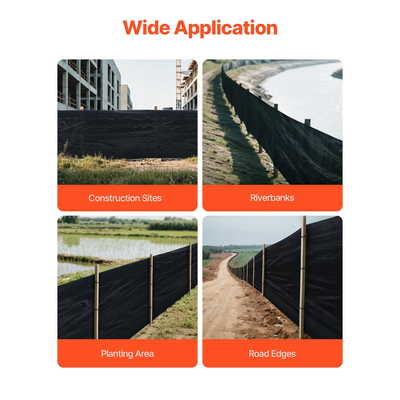 Ρολό υφάσματος περίφραξης VEVOR με λάσπη, περίφραξη ελέγχου διάβρωσης 0,91 x 152,4 m, ανθεκτικά υφάσματα πολυπροπυλενίου βιομηχανικής ποιότητας για συγκράτηση ιζημάτων, προσωρινό ύφασμα για εργοτάξια