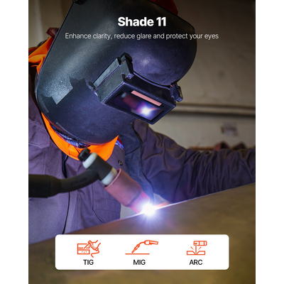 Φακός συγκόλλησης VEVOR με αυτόματη σκίαση 108 x 51 mm, φακός συγκόλλησης True Color Shade 11 με διπλούς αισθητήρες τόξου, συμβατός με τα περισσότερα κράνη συγκόλλησης για εφαρμογές TIG, MIG, MMA, ARC