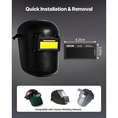 Φακός συγκόλλησης VEVOR με αυτόματη σκίαση 108 x 51 mm, φακός συγκόλλησης True Color Shade 11 με διπλούς αισθητήρες τόξου, συμβατός με τα περισσότερα κράνη συγκόλλησης για εφαρμογές TIG, MIG, MMA, ARC