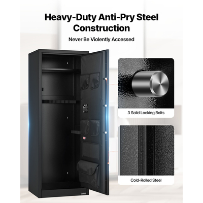 VEVOR 10-12 Χρηματοκιβώτιο Όπλων, Μακρύ Θήκη Όπλων για Τυφέκια και Πιστόλια, Γρήγορης Πρόσβασης Πυράντοχο Χρηματοκιβώτιο Τυφεκίων με 4 Θήκες Πιστολιού και 3 Ρυθμιζόμενες Θήκες, Μεγάλο Ψηφιακό Ντουλάπι με Κλείδωμα με Κλειδί και Κωδικό Πρόσβασης